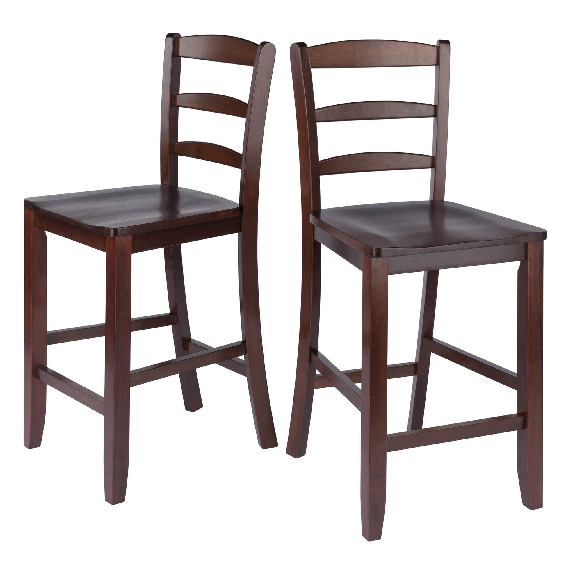 STOOL_SEATING | CasaFoyer  Wood Benjamin Ladder-Back Counter Stools | Set of 2 | Walnut Finish | Rustic to Modern Decor | 24.02 Seat Height | Solid Wood | Easy Assembly | Replacement Parts | 16.44 W x 19.67 D x 39.44 H | 29.5 lbs | casafoyer.myshopify.com