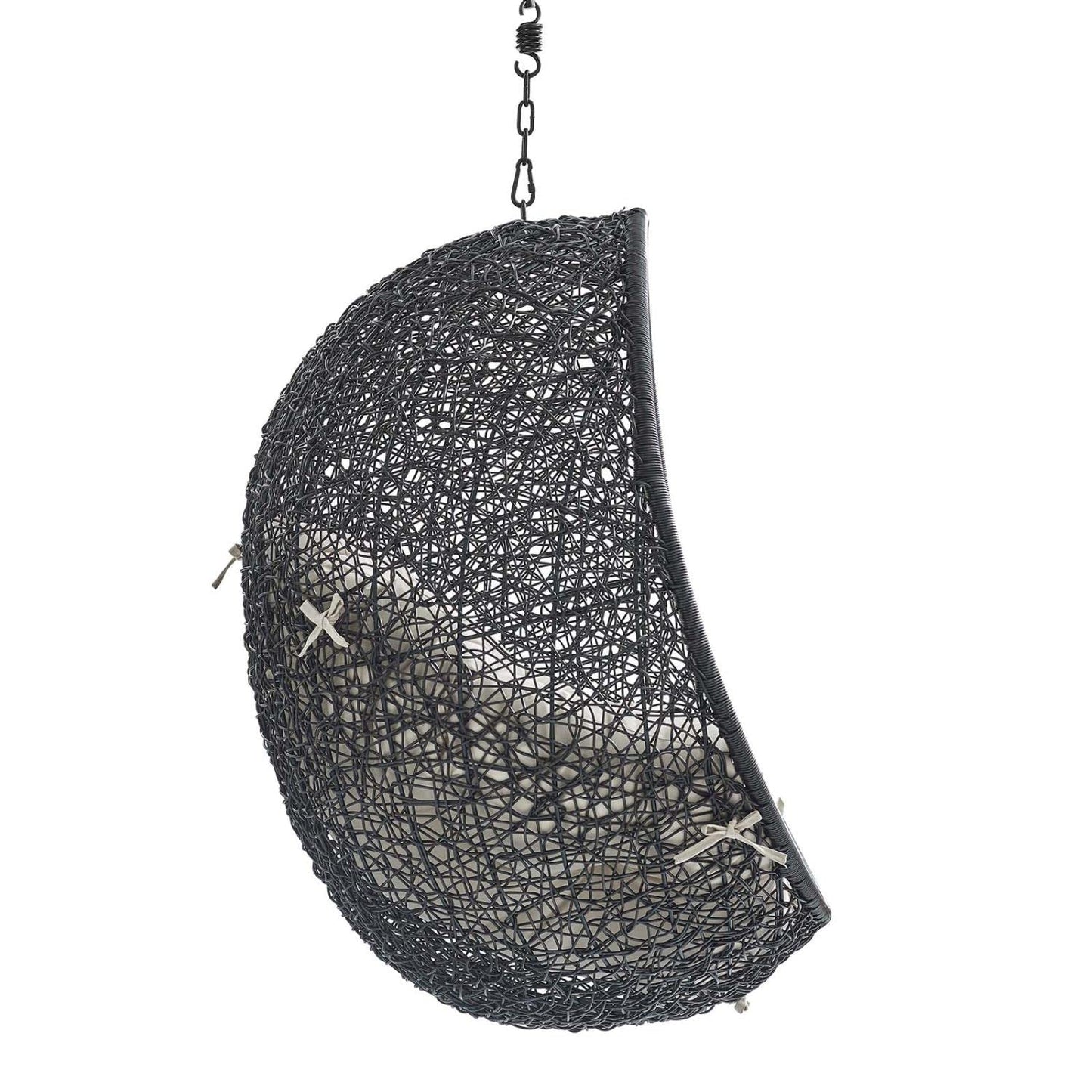 porch swings | Ergode Encase Outdoor Patio Swing Chair | Tranquil Retreat with Synthetic Rattan Weave & Plush Cushion | Ideal for Patio, Backyard, Porch, Poolside | Weather & UV Resistant | Adjustable Steel Chain | Black Beige | casafoyer.myshopify.com