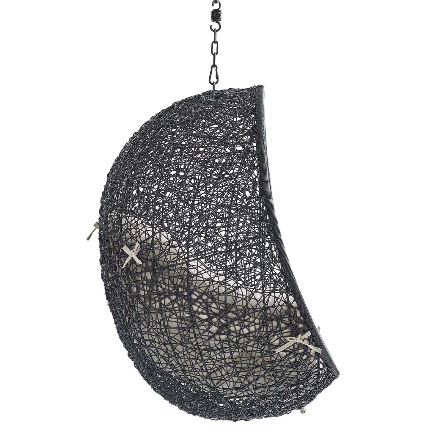 porch swings | Ergode Encase Outdoor Patio Swing Chair | Tranquil Retreat with Synthetic Rattan Weave & Plush Cushion | Ideal for Patio, Backyard, Porch, Poolside | Weather & UV Resistant | Adjustable Steel Chain | Black Beige | casafoyer.myshopify.com