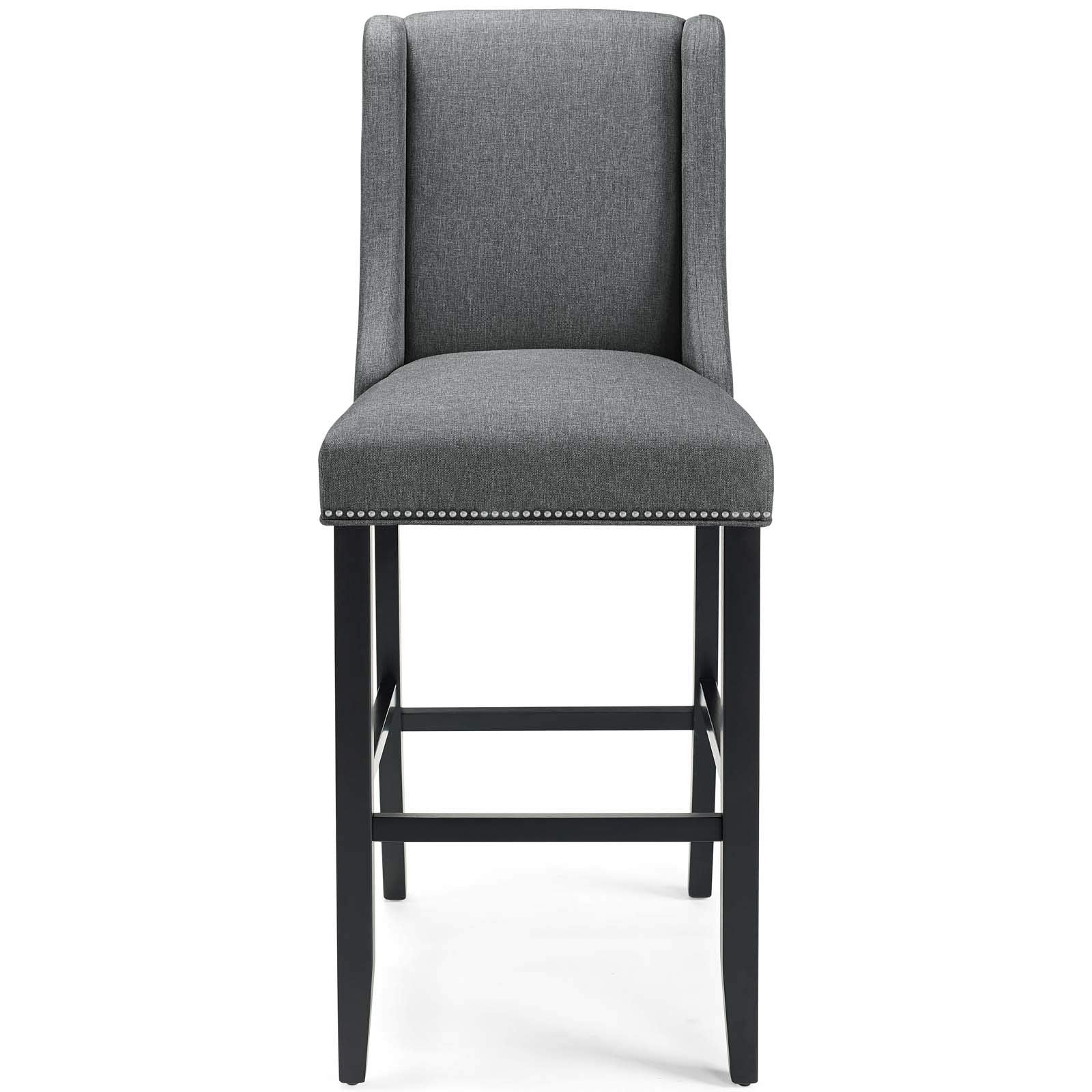 barstools | CasaFoyer Baron Upholstered Fabric Bar Stool | Contemporary Design | Nailhead Trim | Comfortable Padding | Solid Wood Frame | Non-Marking Foot Caps | Gray | casafoyer.myshopify.com