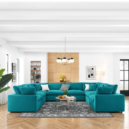 kitchen and dining room sets | CasaFoyer Commix Plush Comfort 8-Piece Sectional Sofa Set | Teal | Solid Wood Construction | Polyester & Linen Upholstery | Down Feather & Cotton Cushions | Elegant Design | casafoyer.myshopify.com