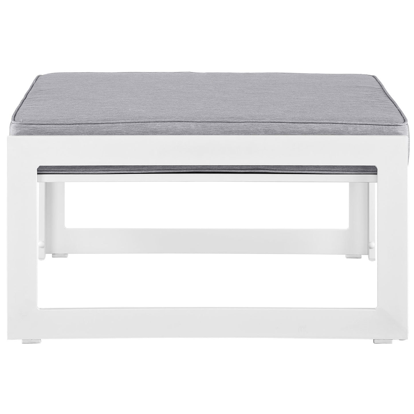 Ottoman | Fortuna Outdoor Patio Ottoman | Versatile Small Bench | Durable Aluminum Frame | All-Weather Cushions | Ideal for Contemporary Patios | casafoyer.myshopify.com