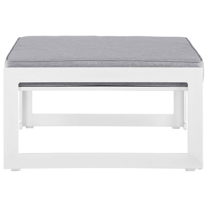 Ottoman | Fortuna Outdoor Patio Ottoman | Versatile Small Bench | Durable Aluminum Frame | All-Weather Cushions | Ideal for Contemporary Patios | casafoyer.myshopify.com