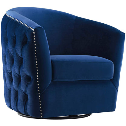 home office desk chairs | CasaFoyer Rogue Performance Velvet Swivel Armchair Set of 2 | Navy: Luxurious, Stylish, and Versatile | Enhance your living space with this stain-resistant armchair set featuring a 360-degree swivel base and cozy barrel back design. | casafoyer.myshopify.com