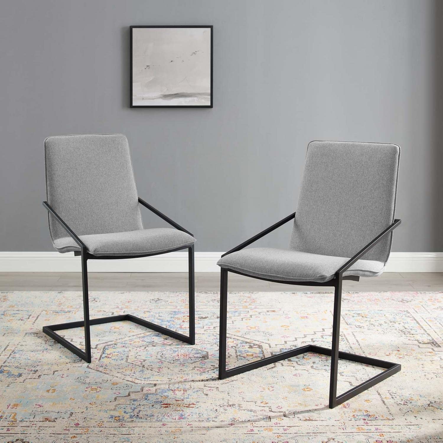 home office desk chairs | CasaFoyer Pitch Performance Fabric Upholstered Dining Armchair | Set of 2 | Modern Design | Sturdy Matte Black Frame | Comfortable Foam Seat | Elegant Upholstered Fabric | 330 lbs Capacity | casafoyer.myshopify.com