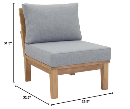 patio bistro sets | CasaFoyer Marina Teak Wood Outdoor Patio Armless Sofa Chair | Luxury, Durable, All-Weather Cushions | Modern Design | Assembly Required | casafoyer.myshopify.com
