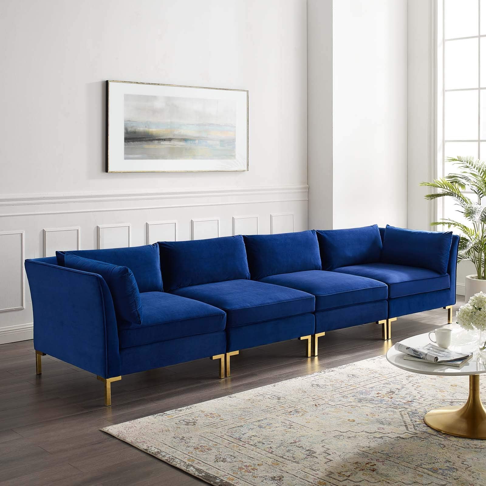 sofas | CasaFoyer Ardent Performance Velvet Sofa | Vintage Modern Glam Deco Style | Luxurious Texture | French Piping | Flexible Sectional Design | Stain-Resistant | Comfortable Foam Padding | Gold Metal Legs | 440 lbs Weight Capacity | casafoyer.myshopify.com