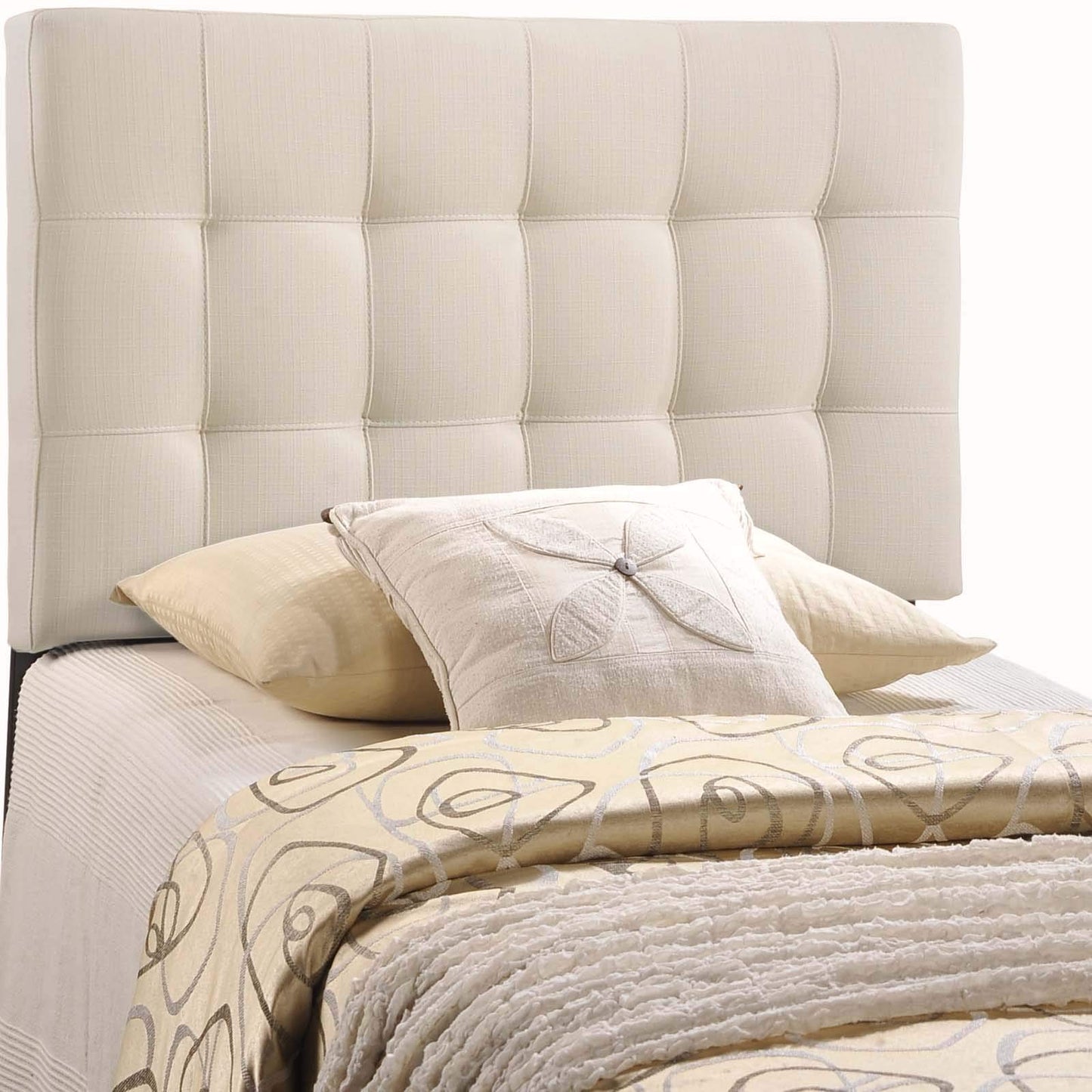 headboards | CasaFoyer  Lily Twin Upholstered Linen Fabric Tufted Headboard | Sophisticated & Durable Ivory | Perfect for Twin Beds | casafoyer.myshopify.com