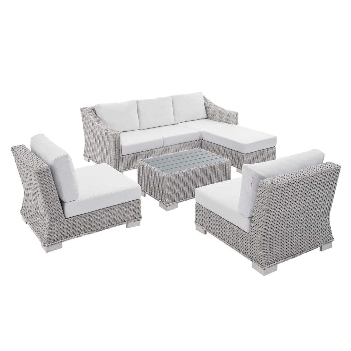 kitchen and dining room sets | CasaFoyer Conway Outdoor Patio Sunbrella Wicker Rattan 5-Piece Furniture Set | Stylish & Comfortable | UV-Resistant | Durable | Water-Resistant Covers | Easy Assembly | casafoyer.myshopify.com