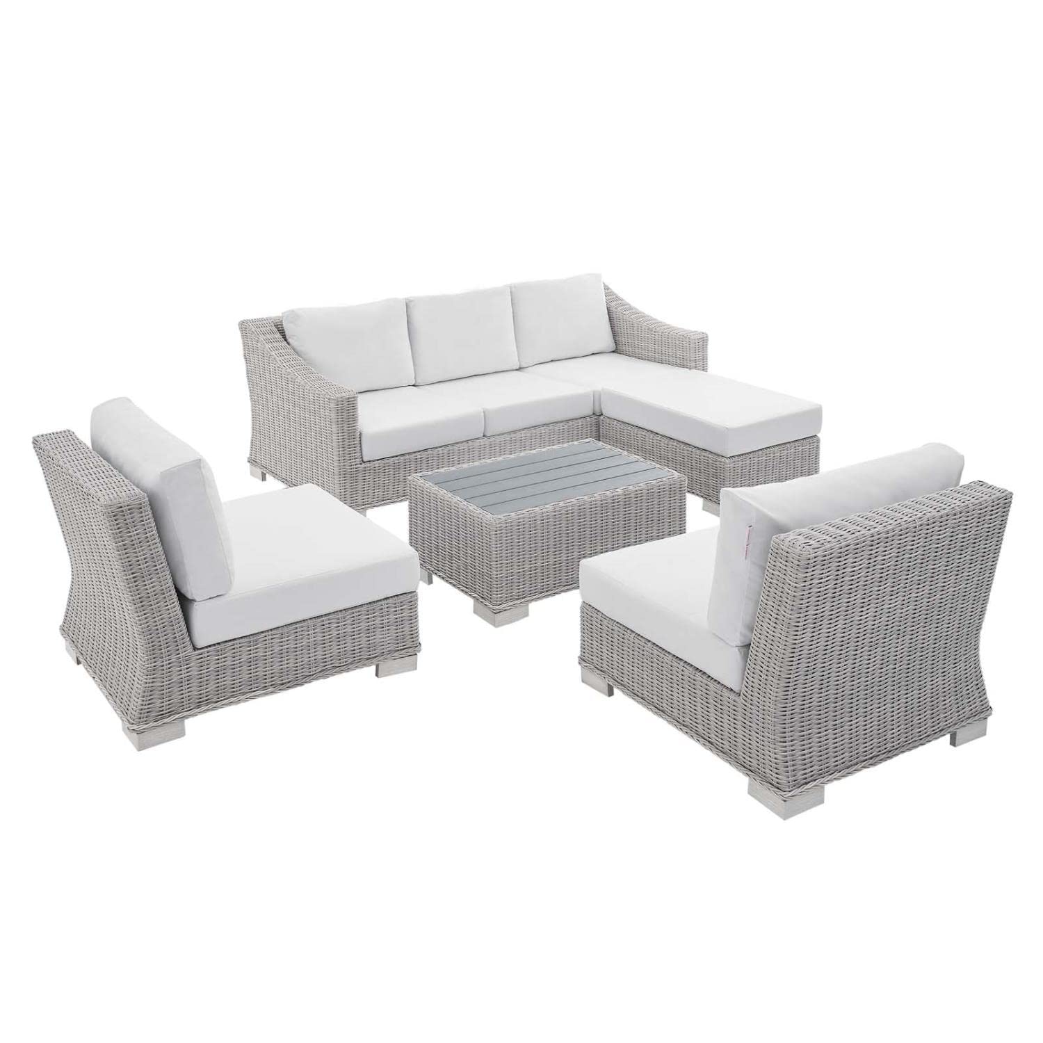 kitchen and dining room sets | CasaFoyer Conway Outdoor Patio Sunbrella Wicker Rattan 5-Piece Furniture Set | Stylish & Comfortable | UV-Resistant | Durable | Water-Resistant Covers | Easy Assembly | casafoyer.myshopify.com