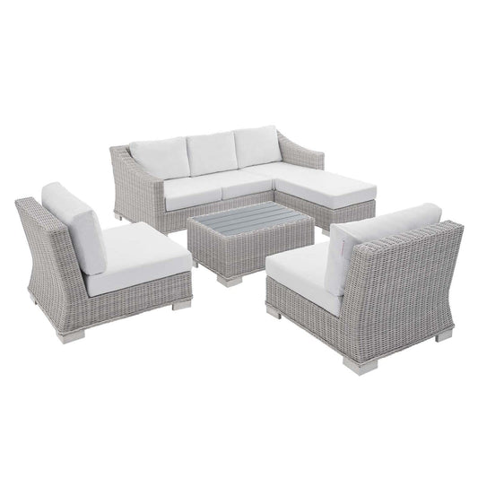 kitchen and dining room sets | CasaFoyer Conway Outdoor Patio Sunbrella Wicker Rattan 5-Piece Furniture Set | Stylish & Comfortable | UV-Resistant | Durable | Water-Resistant Covers | Easy Assembly | casafoyer.myshopify.com