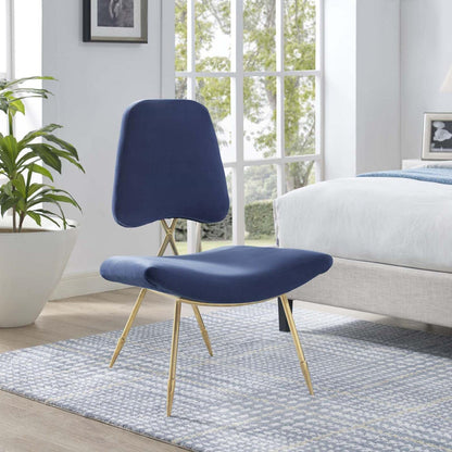 home office desk chairs | CasaFoyer Ponder Performance Velvet Lounge Chair | Comfortable | Stain-Resistant | Gold Stainless Steel Frame | Modern Navy Design | casafoyer.myshopify.com