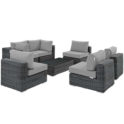 kitchen and dining room sets | CasaFoyer Summon Outdoor Patio Sectional Sofa Set | 7 Piece | Two-Tone Rattan | Sunbrella Cushions | UV Protection | Aluminum Frame | casafoyer.myshopify.com