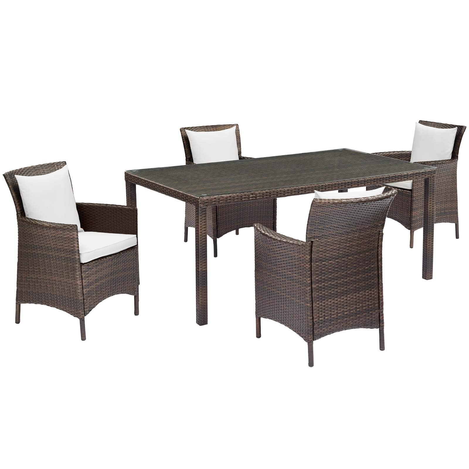 kitchen and dining room sets | CasaFoyer Conduit Outdoor Patio Dining Collection | 5 Piece Set | Transitional Style with Modern Flair | Powder-Coated Aluminum Frame | UV-Resistant Wicker Rattan | Waterproof Cushions | All-Weather Design | casafoyer.myshopify.com