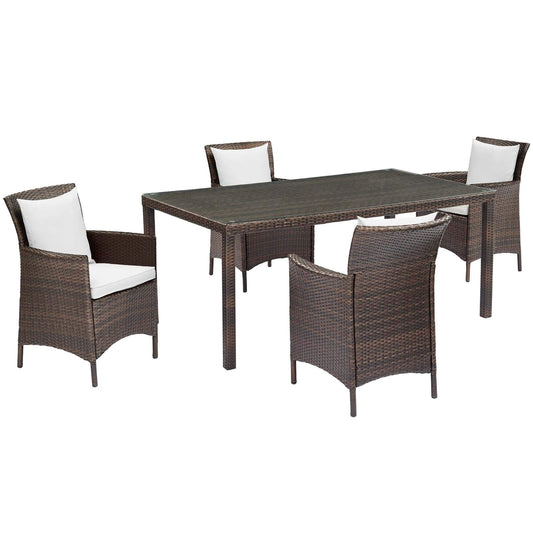 kitchen and dining room sets | CasaFoyer Conduit Outdoor Patio Dining Collection | 5 Piece Set | Transitional Style with Modern Flair | Powder-Coated Aluminum Frame | UV-Resistant Wicker Rattan | Waterproof Cushions | All-Weather Design | casafoyer.myshopify.com