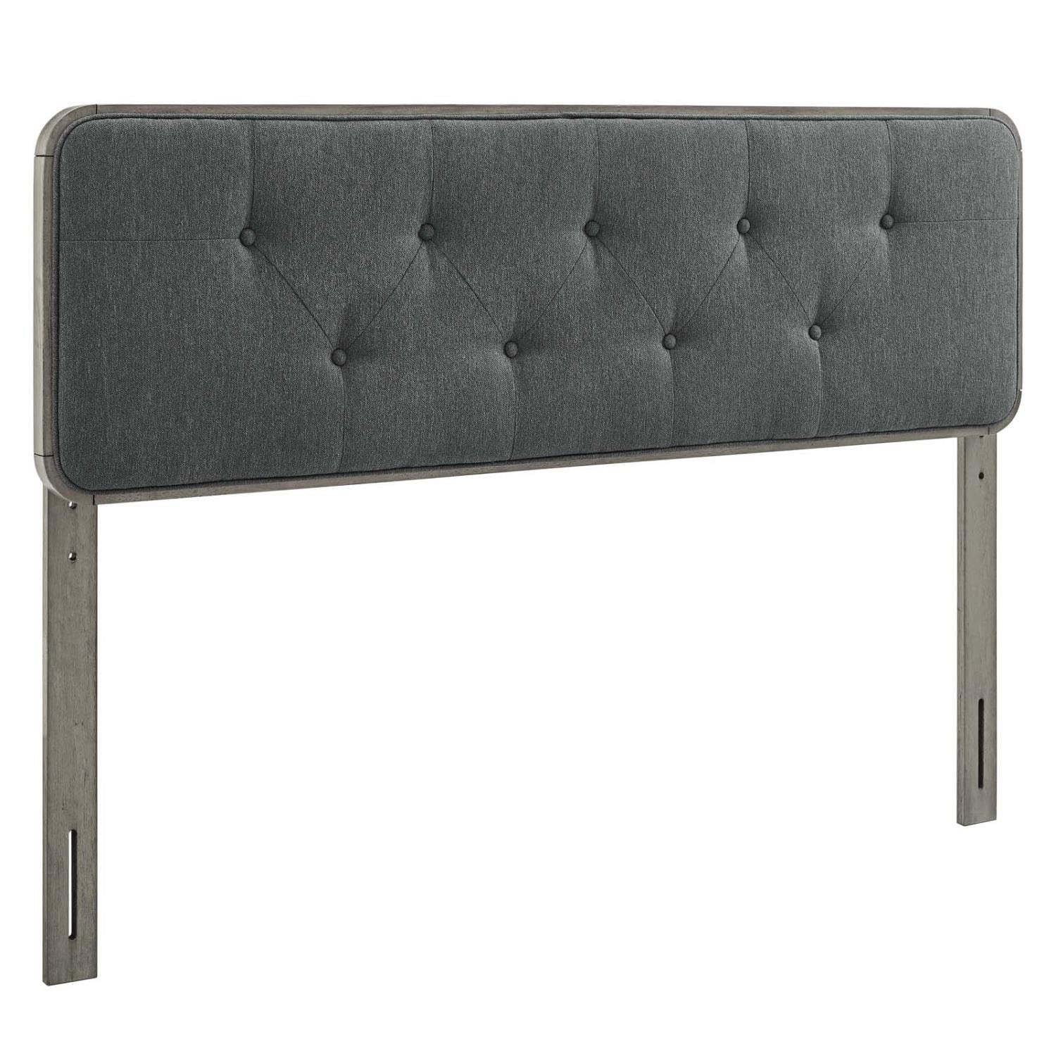 headboards | CasaFoyer Collins Tufted Wood Full Headboard | Modern Retro Style | Organic Aesthetics | Button Tufted Pattern | Wood Grain Frame | Compatible with Billie and Margo Bed Frames | Durable Construction | Customizable Look | Gray Charcoal | casafoyer.myshopify.com