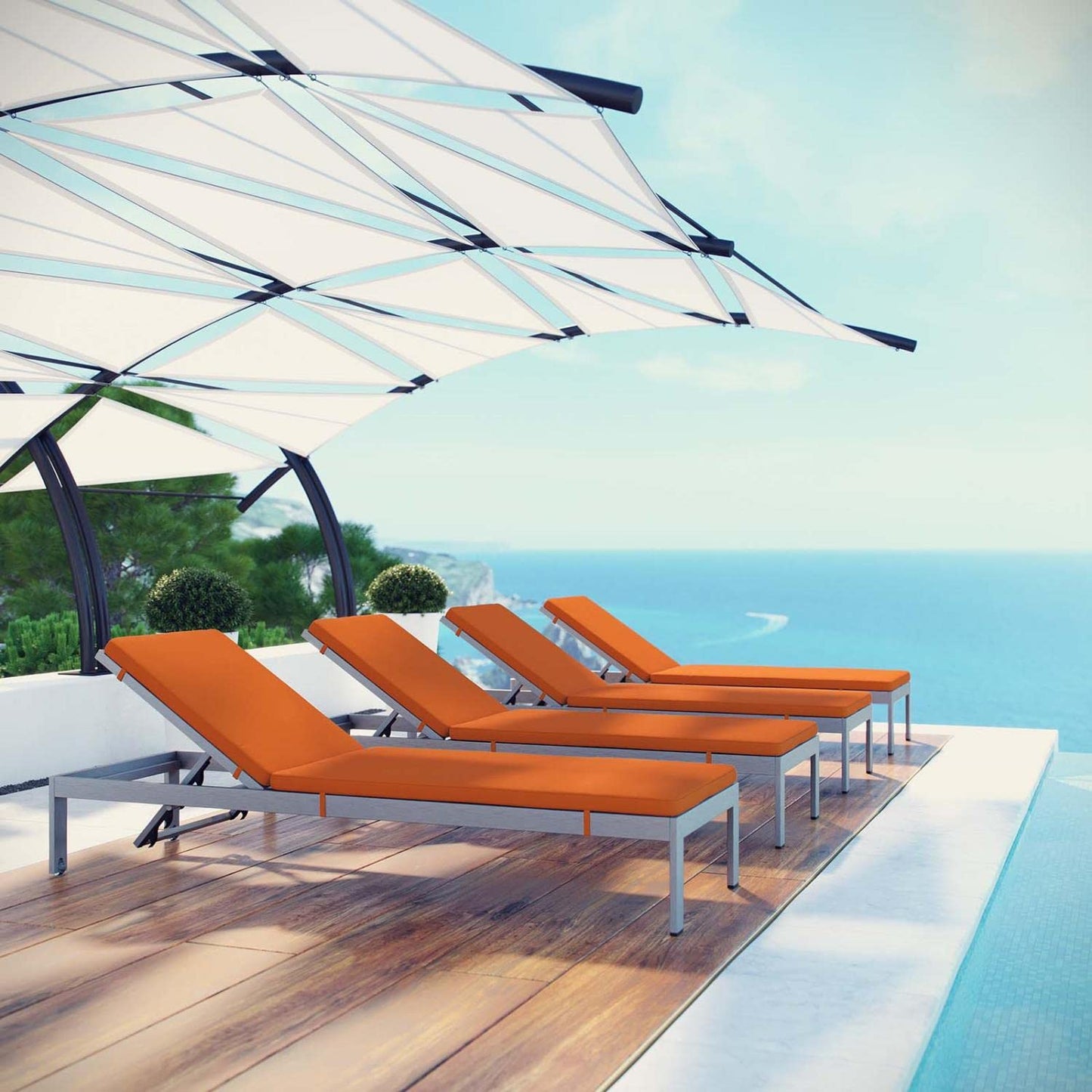 home office desk chairs | CasaFoyer Shore Outdoor Patio Chaise Lounge Chair Set | Sleek & Durable Aluminum Frame | Easy Assembly | Clear Wheels | Set of 4 | casafoyer.myshopify.com