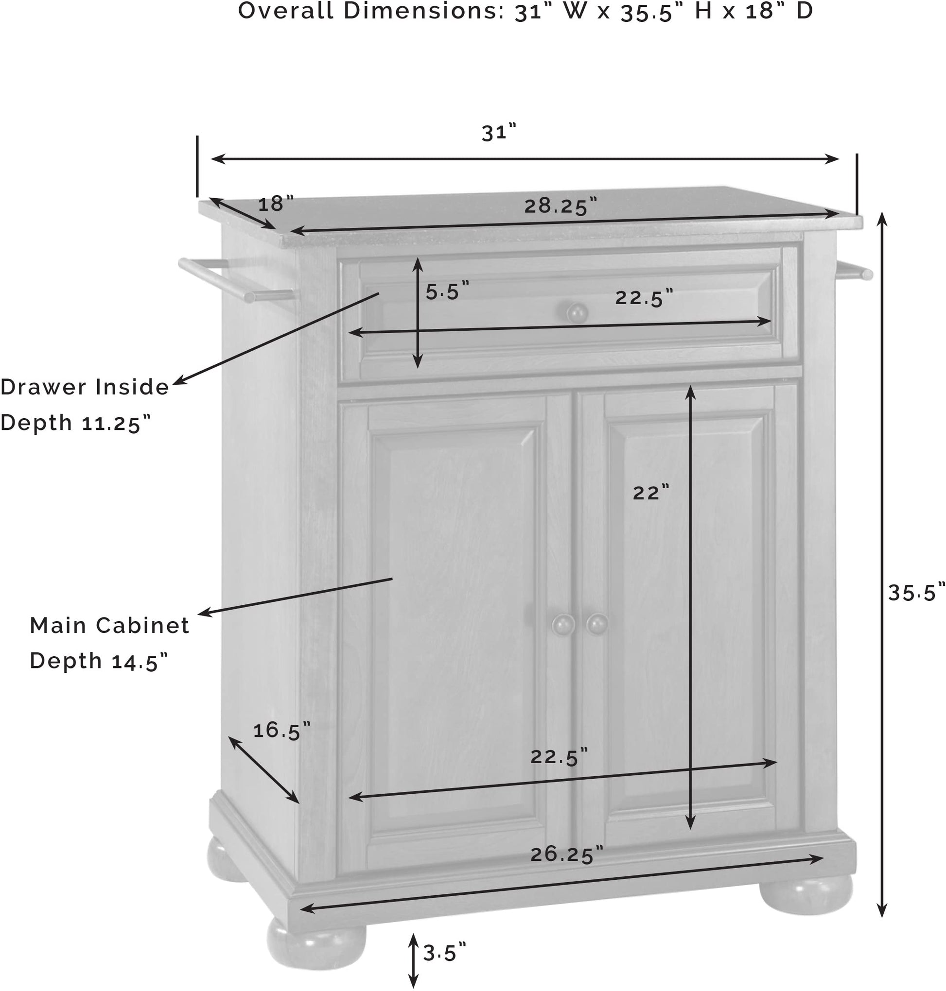 Kitchen Storage | Durable Solid Hardwood Kitchen Island | Elegant Raised Panel Doors | Ample Storage Space | casafoyer.myshopify.com