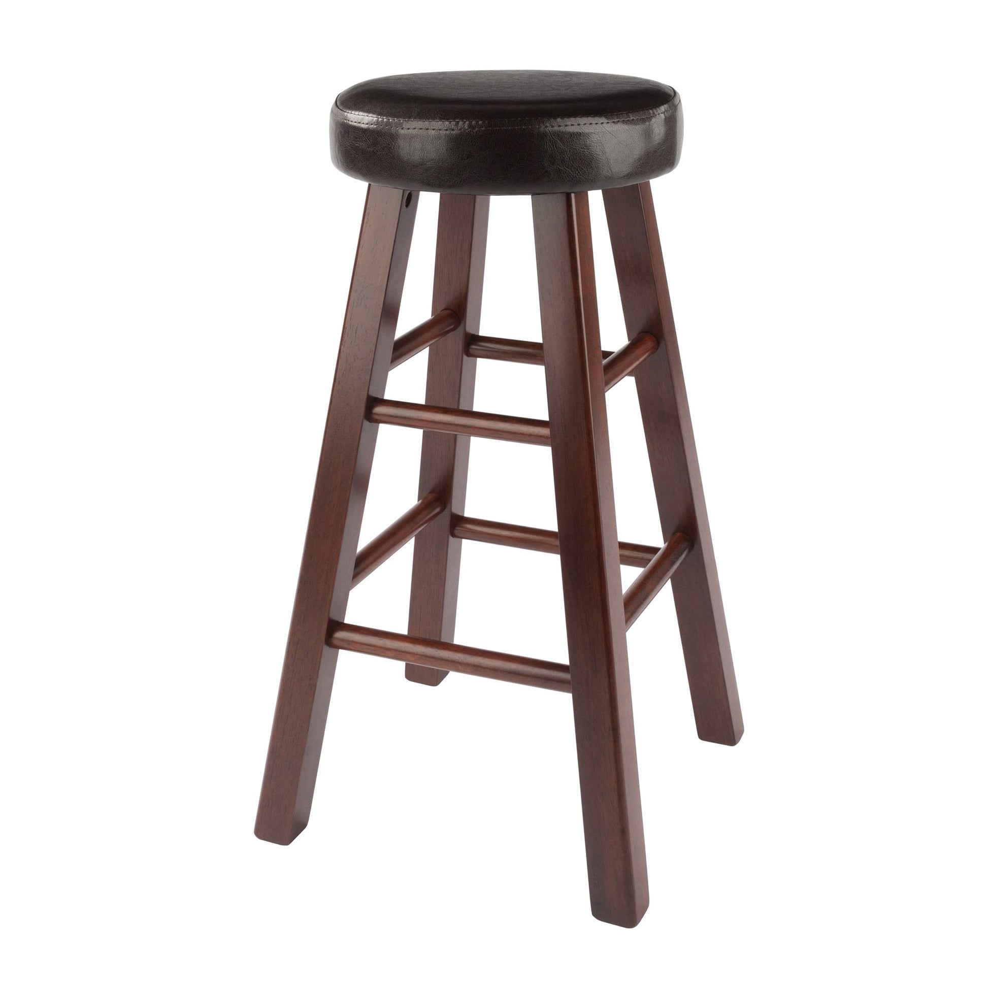barstools | CasaFoyer  Wood Marta Counter Stools | Solid Wood Construction | Antique Walnut Finish | Cushion Seat | 25.4in Height | Set of 2 | casafoyer.myshopify.com