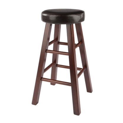 barstools | CasaFoyer  Wood Marta Counter Stools | Solid Wood Construction | Antique Walnut Finish | Cushion Seat | 25.4in Height | Set of 2 | casafoyer.myshopify.com