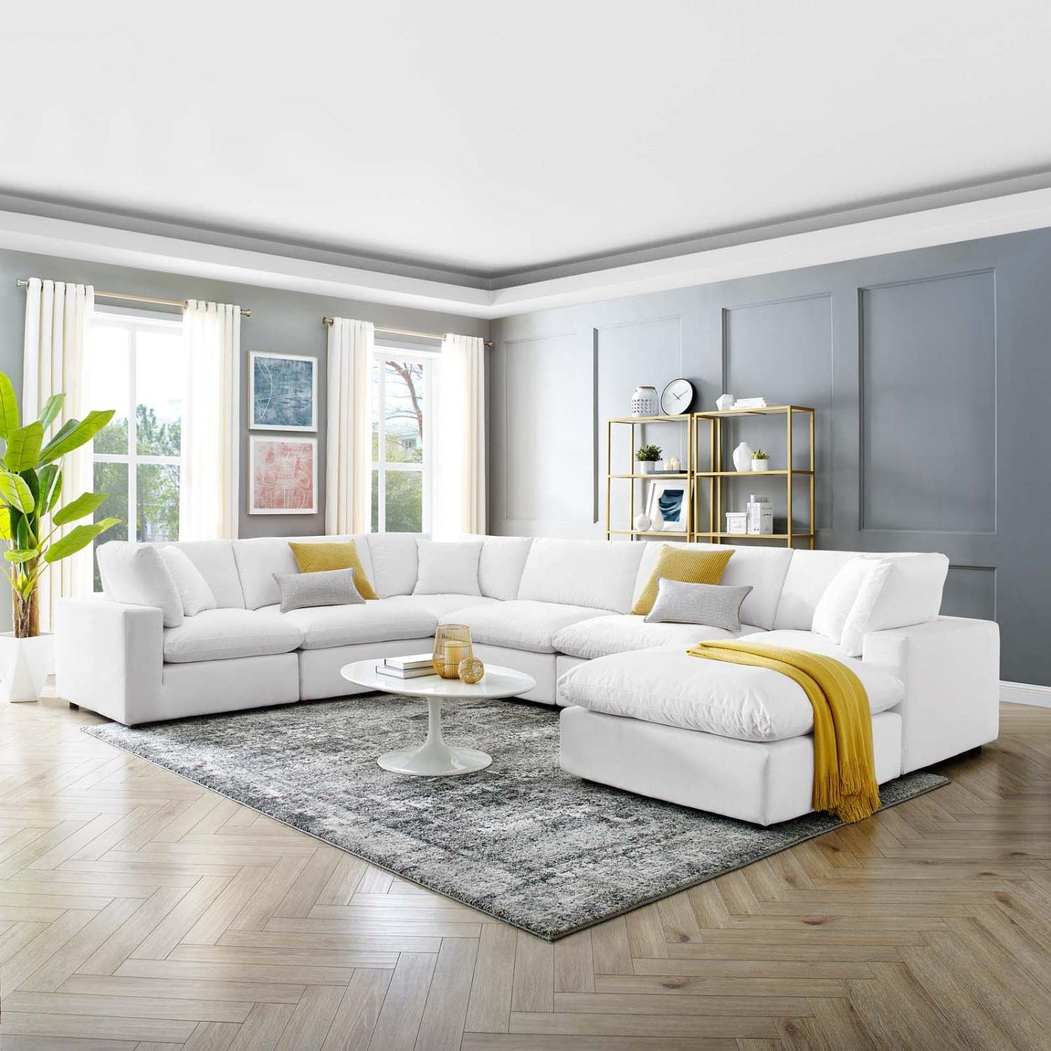 sofas | CasaFoyer Commix Sectional Sofa | Luxurious & Inviting | Elegant Design | Stain-Resistant Velvet | Foam & Down Feather Cushions | Includes Ottoman | Perfect for Living, Family, or Game Room | casafoyer.myshopify.com