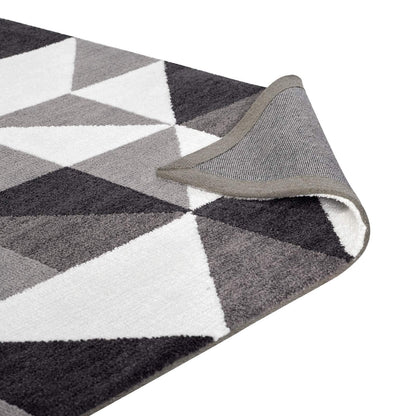 area rugs | CasaFoyer Kahula Geometric Triangle Mosaic Area Rug | Modern Design | Soft Polyester Microfiber | Jute Fabric Bottom | Stain-Resistant | Easy to Maintain | 5x8 Size | Black, Gray, White | casafoyer.myshopify.com