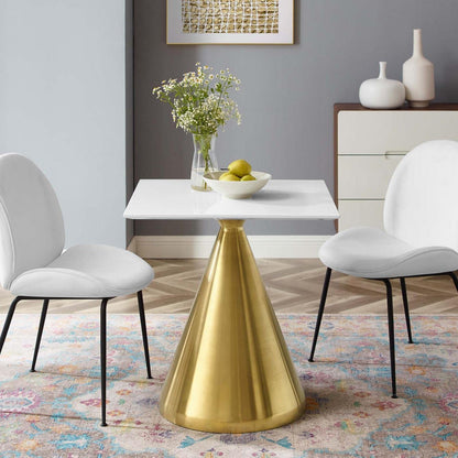patio dining tables | CasaFoyer Tupelo 28 Square Dining Table | Modern Style | Mid-Century Influence | Polished Gold Metal Base | Easy to Clean | Non-Marking Ring | Assembly Required | casafoyer.myshopify.com