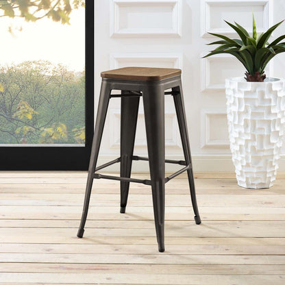 barstools | CasaFoyer Promenade Bamboo & Metal Bar Stool | Vintage Steel Finish | Industrial Modern Aesthetics | Exceptional Quality | Versatile & Eye-Catching | Includes 1 Stool | casafoyer.myshopify.com
