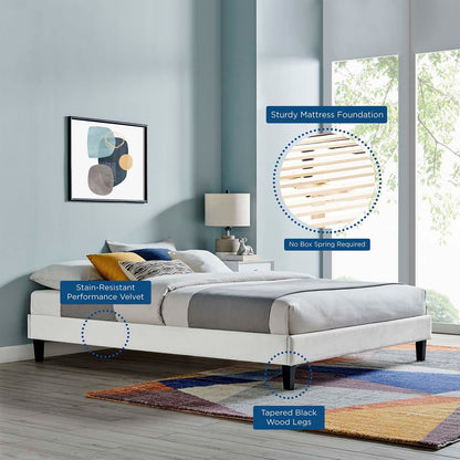 adjustable bed bases | CasaFoyer Reign Performance Velvet Queen Platform Bed Frame | Elegant Stain-Resistant Upholstery | Sturdy, No Box Spring Needed | Light Gray | casafoyer.myshopify.com