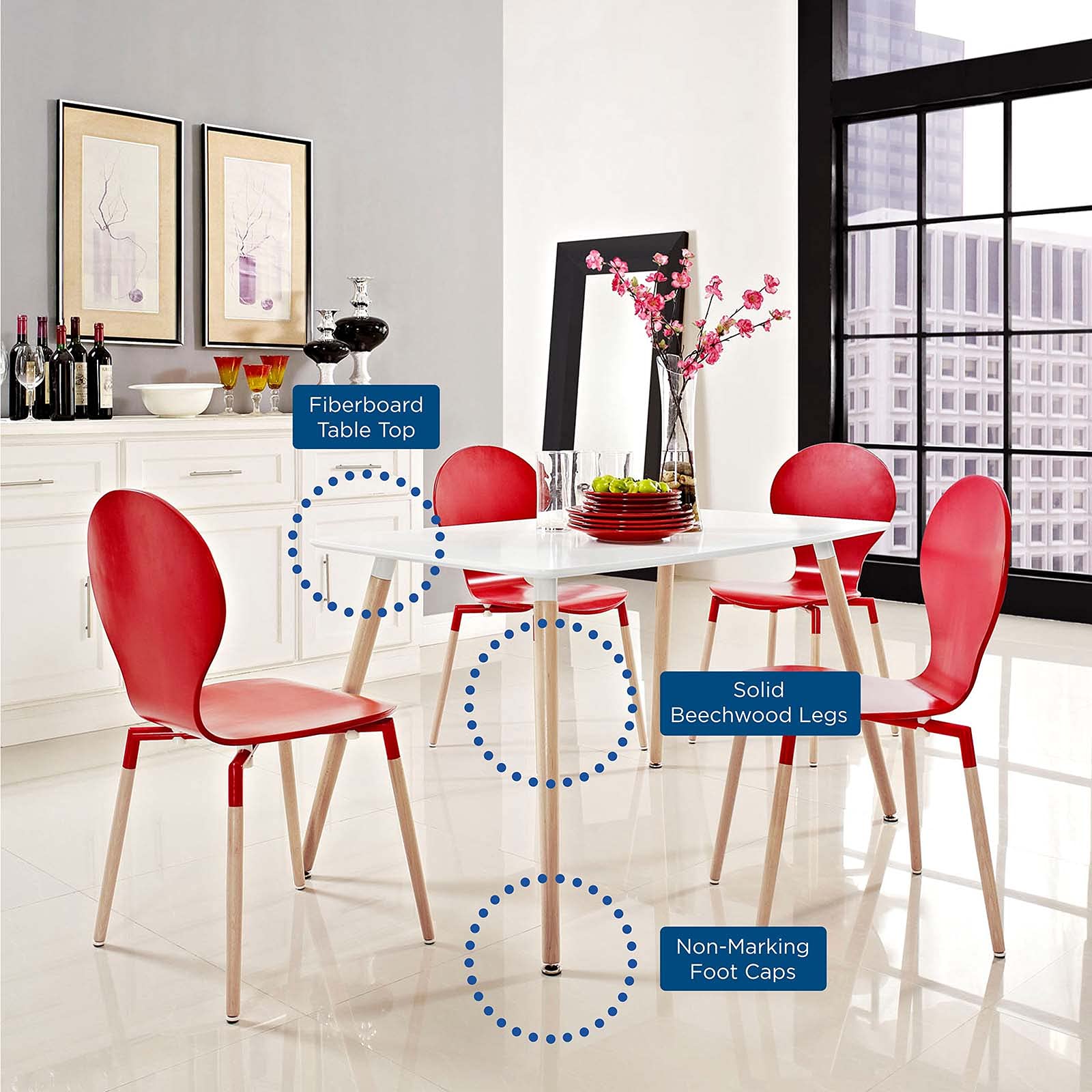 patio dining tables | CasaFoyer Field Dining Table | Solid Beech Wood Legs | Light and Airy Design | Rectangular Fiberboard Top | Elevate Your Dining Experience | casafoyer.myshopify.com