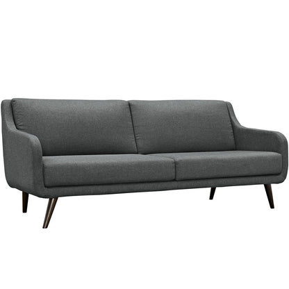 sofas | CasaFoyer Verve Mid-Century Upholstered Sofa - Gray | Dense Foam Cushioning | Espresso Stained Wood Legs | Ideal for Living Rooms, Lounges, and Reception Areas | casafoyer.myshopify.com