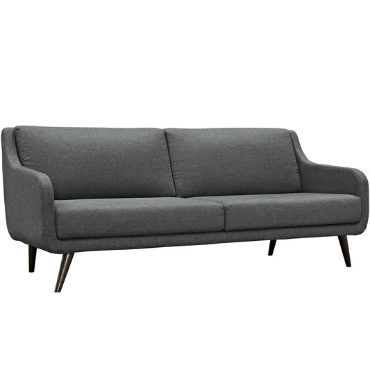 sofas | CasaFoyer Verve Mid-Century Upholstered Sofa - Gray | Dense Foam Cushioning | Espresso Stained Wood Legs | Ideal for Living Rooms, Lounges, and Reception Areas | casafoyer.myshopify.com