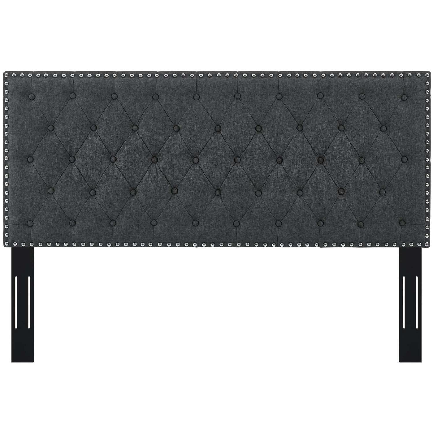 headboards | CasaFoyer Helena Tufted Twin Headboard | Elegant Linen Fabric | Adjustable Height | Nailhead Trim | Button-Tufting | Gray | casafoyer.myshopify.com