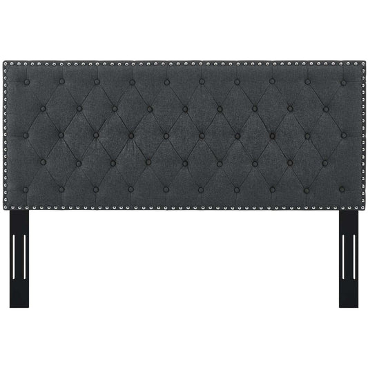headboards | CasaFoyer Helena Tufted Twin Headboard | Elegant Linen Fabric | Adjustable Height | Nailhead Trim | Button-Tufting | Gray | casafoyer.myshopify.com