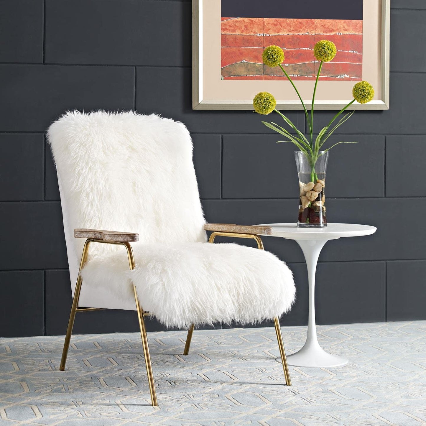 home office desk chairs | CasaFoyer Sprint Sheepskin Armchair | Luxurious Gold Accents | Oak Armrests | Foam Padding | Vinyl Upholstery | Chic & Glamorous | casafoyer.myshopify.com