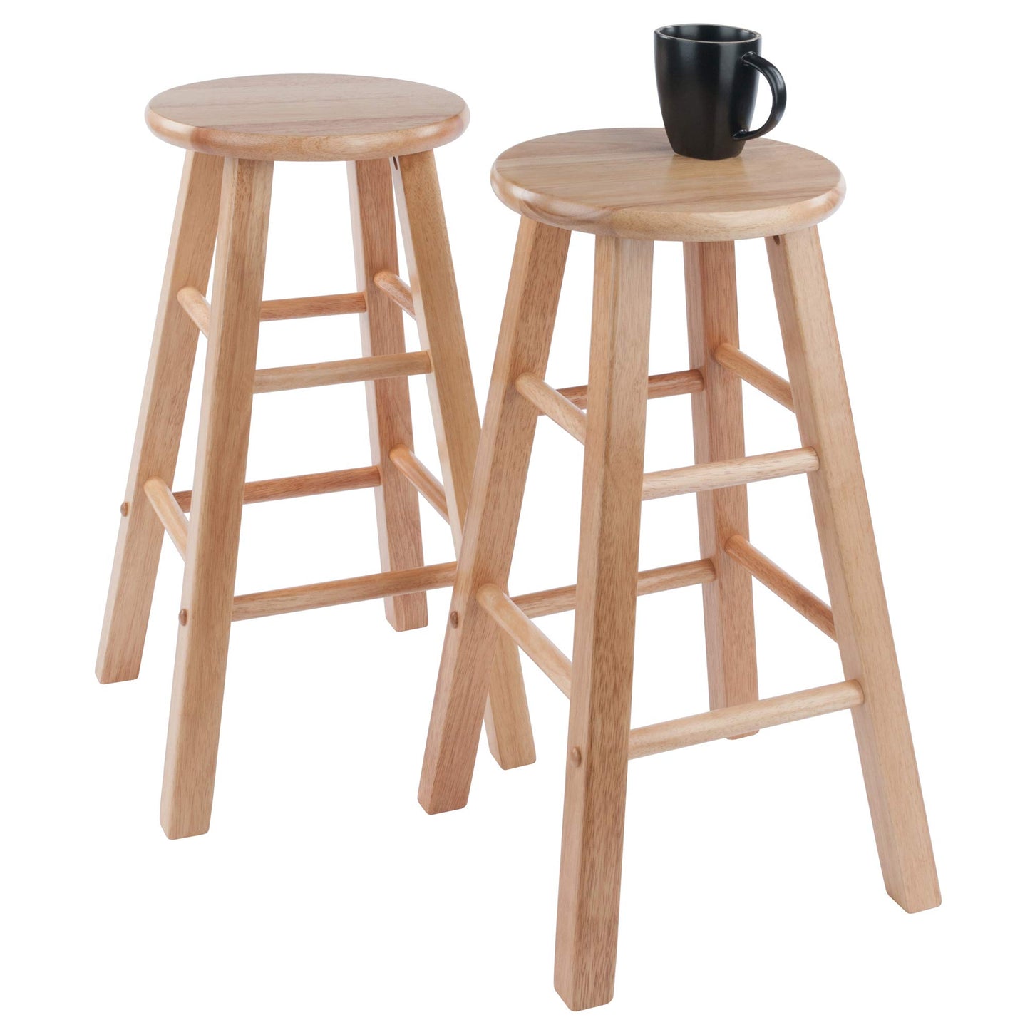 barstools | CasaFoyer  Wood Element Counter Stool Set | Natural Finish | Solid Wood | Timeless Design | 220lbs Weight Capacity | 8 Crossbars | Footrests | 13.39W x 13.39D x 23.86H | casafoyer.myshopify.com