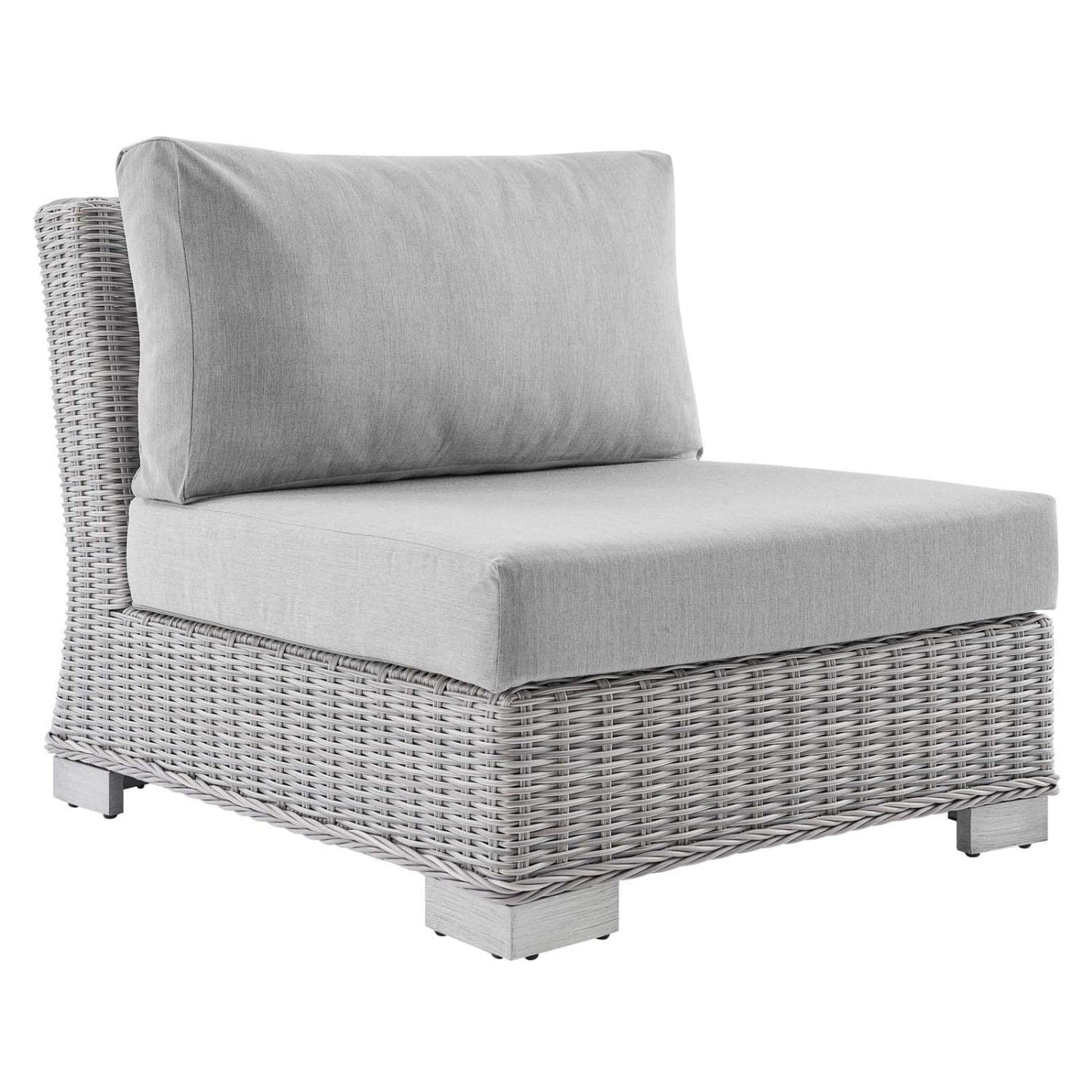 patio bistro sets | CasaFoyer Conway Outdoor Patio Wicker Rattan Armless Chair | Light Gray | UV-Resistant | Sturdy Frame | Water-Resistant Cushions | Trending Design | casafoyer.myshopify.com