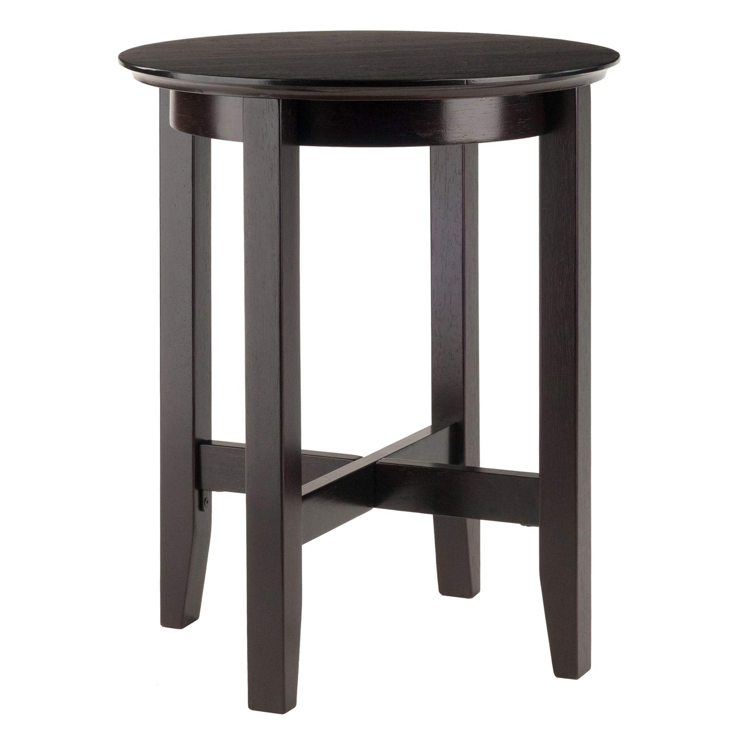 TABLE | Ergode  Wood Toby Round Accent Table | 18 Diameter | Espresso Finish | Solid Wood | Sleek Design | Shaker Style Legs | X Cross Stretcher | Versatile & Elegant | casafoyer.myshopify.com