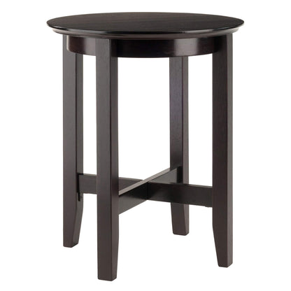TABLE | Ergode  Wood Toby Round Accent Table | 18 Diameter | Espresso Finish | Solid Wood | Sleek Design | Shaker Style Legs | X Cross Stretcher | Versatile & Elegant | casafoyer.myshopify.com