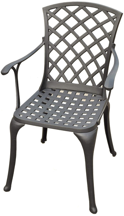 Dining Table | Premium Aluminum Outdoor Dining Set | Cool & Comfortable Experience | Stylish & Durable | Charcoal Black Finish | Ergonomic High Back Chairs | casafoyer.myshopify.com