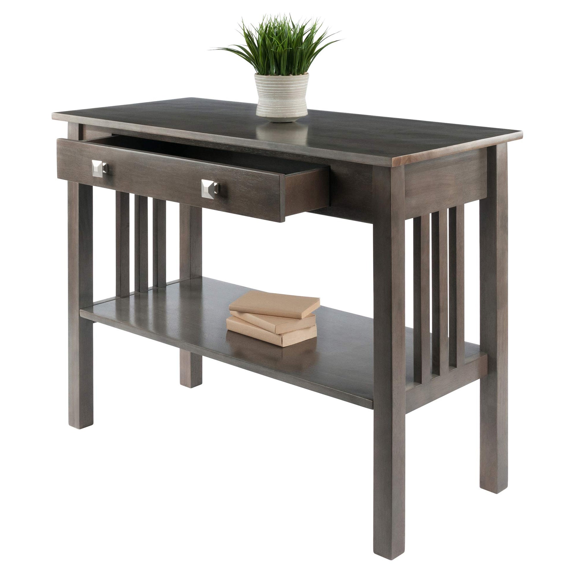 TABLE | Ergode  Wood Stafford Console Table | Oyster Gray Finish | Sleek Design | Ample Storage | Mission-Style Panels | Solid & Composite Wood | Easy Assembly | casafoyer.myshopify.com