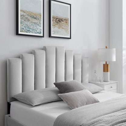 Bed | CasaFoyer Noelle Performance Velvet Full/Queen Headboard | Art Deco Style | Stain-Resistant Fabric | Adjustable Height | Plush Cushioning | casafoyer.myshopify.com