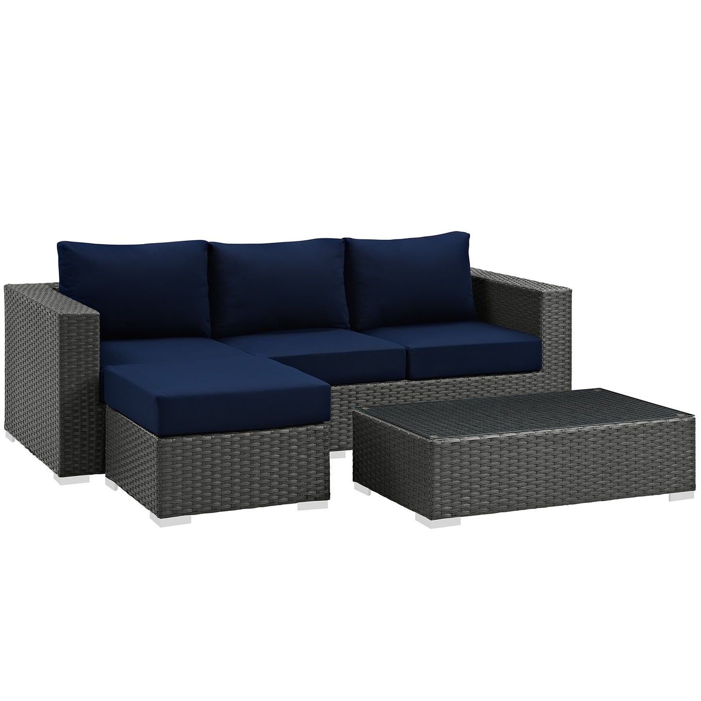 Patio Furniture Sets | Sojourn Outdoor Patio Furniture Set | Sunbrella Cushions | Synthetic Rattan | UV Protection | Aluminum Frame | Coffee Table, Ottoman, Sofa | casafoyer.myshopify.com