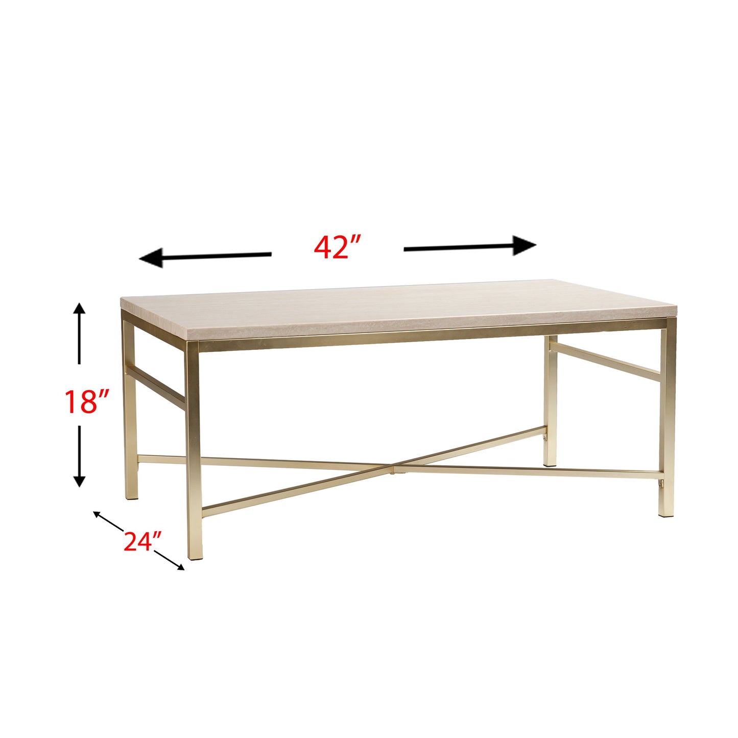 TABLE | Sophisticated Stone-Style Cocktail Table | Matte Brass Frame | Polished Travertine Surface | Glamorous & Stylish | Unique Finish Variations | Perfect for Contemporary & Transitional Decor | casafoyer.myshopify.com