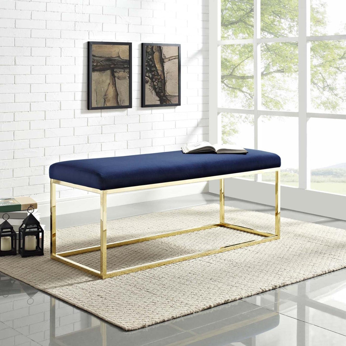 ottomans | CasaFoyer Anticipate Bench | Sophisticated Velvet Upholstery | Stainless Steel Base | Non-Marking Foot Caps | Supportive Cushion | 331 lbs Weight Capacity | No Assembly Required | casafoyer.myshopify.com