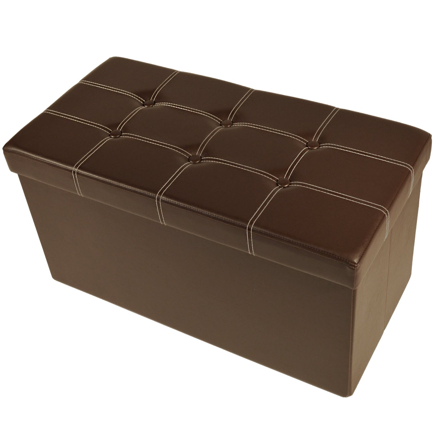 ottomans | CasaFoyer Collapsible Tufted Storage Ottoman | Versatile & Functional | Spacious Interior | Collapsible Design | Stylish & Durable | 30x15 | Brown Faux Leather | casafoyer.myshopify.com