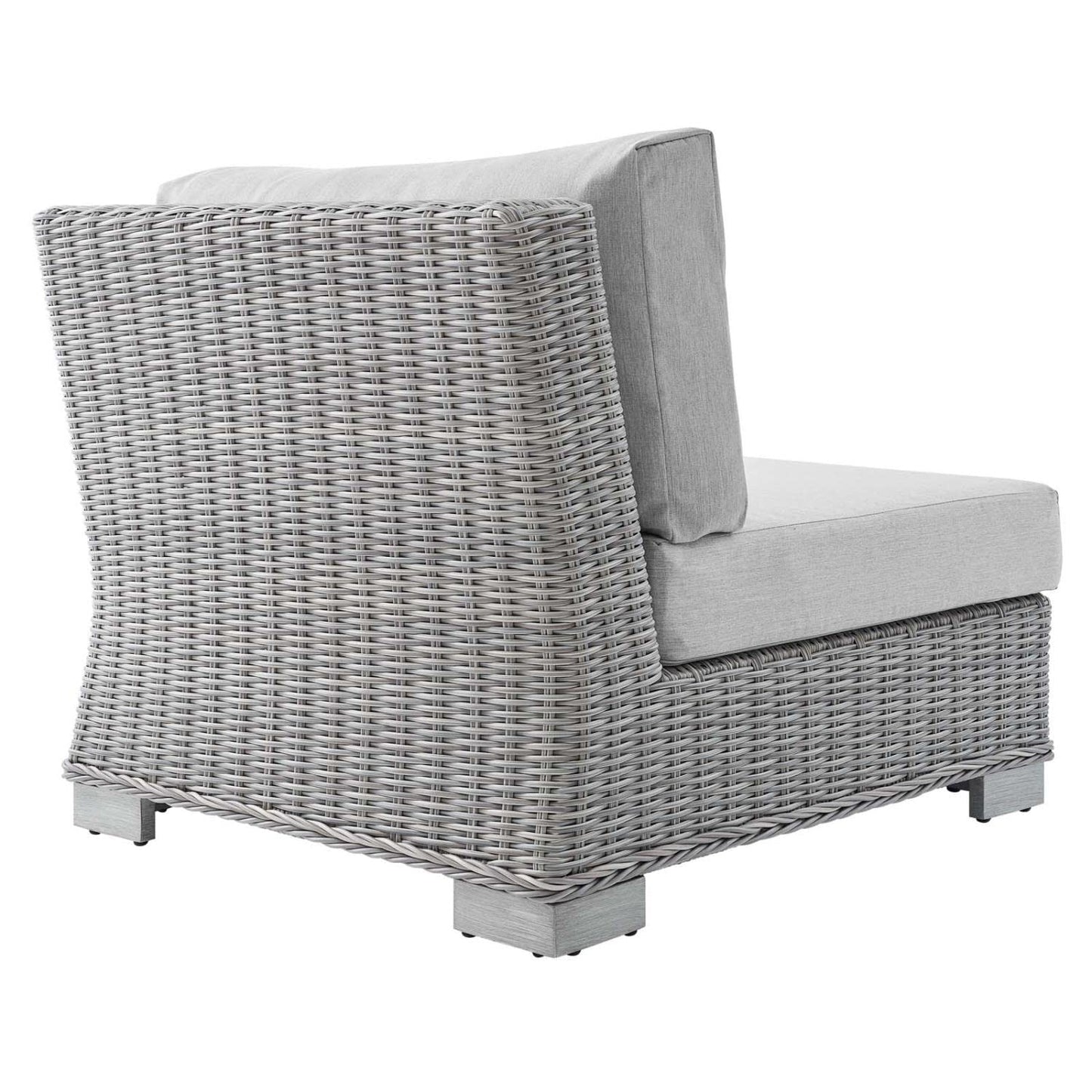 patio bistro sets | CasaFoyer Conway Outdoor Patio Wicker Rattan Armless Chair | Light Gray | UV-Resistant | Sturdy Frame | Water-Resistant Cushions | Trending Design | casafoyer.myshopify.com