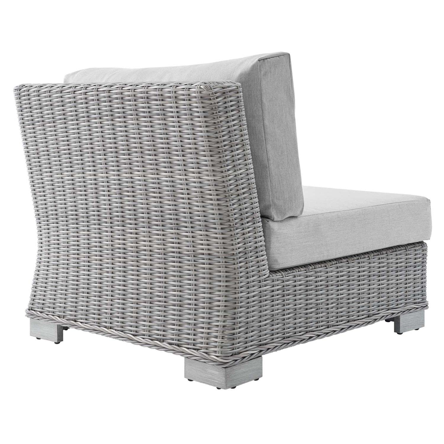 patio bistro sets | CasaFoyer Conway Outdoor Patio Wicker Rattan Armless Chair | Light Gray | UV-Resistant | Sturdy Frame | Water-Resistant Cushions | Trending Design | casafoyer.myshopify.com