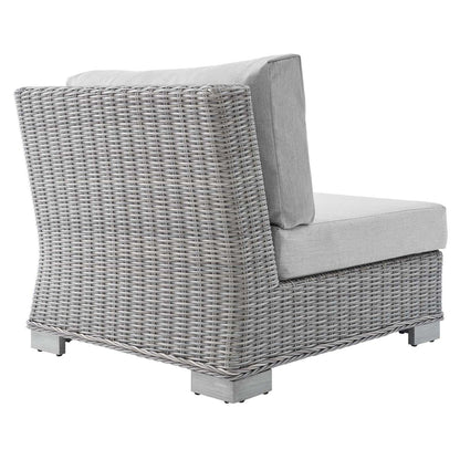patio bistro sets | CasaFoyer Conway Outdoor Patio Wicker Rattan Armless Chair | Light Gray | UV-Resistant | Sturdy Frame | Water-Resistant Cushions | Trending Design | casafoyer.myshopify.com