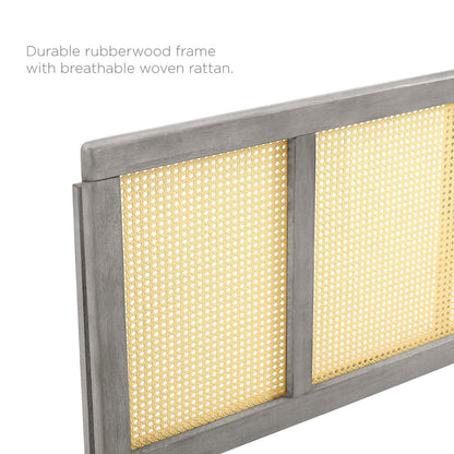 headboards | CasaFoyer Delmare Cane Woven Rattan Full Headboard | Tropical Design | Natural Wood Frame | Fits Any Decor | Durable & Customizable | Gray | casafoyer.myshopify.com